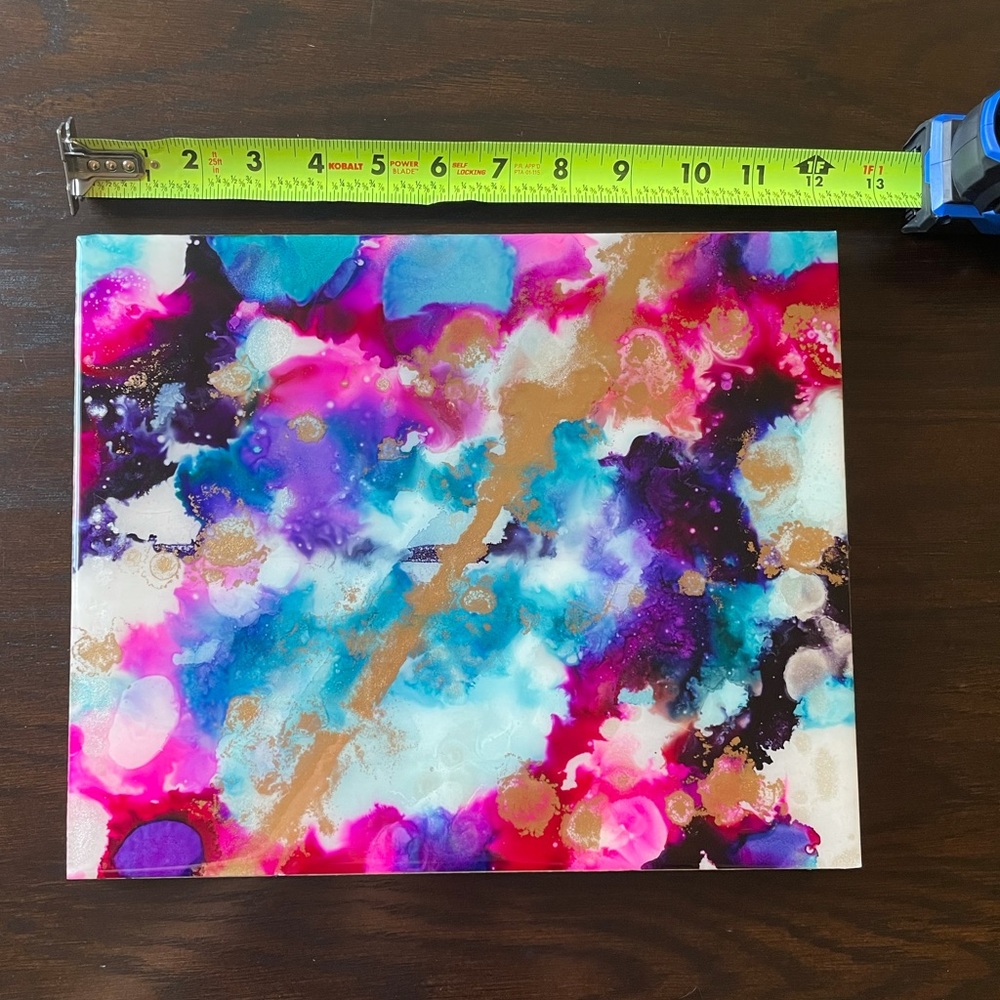 Orig 12 by 10 inch Alcohol Ink and Resin painting